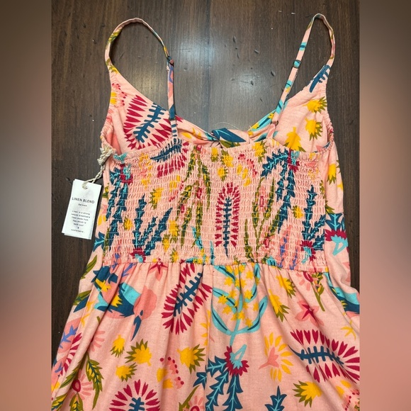 Jessica Simpson Floral Mini Sundress Size Small Linen Blend Colorful Summer NWT - Picture 5 of 12